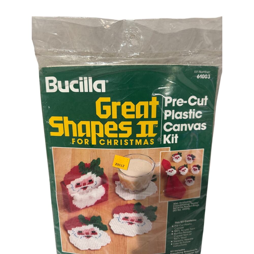 Bucilla 5 Piece Santa Coaster and holder Set Craft Kit NIP 61003